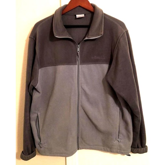 Columbia Mens Fleece Jacket Gray Two Tone Color Block Pockets Full Zip Front XL - Picture 1 of 7